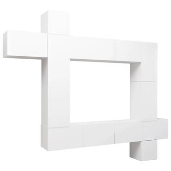 The Living Store Televisiemeubelset Hangend - Spaanplaat - Wit - 30.5 x 30 x 30 cm - 100 x 30 x 30 cm - 30.5 x 30 x 90