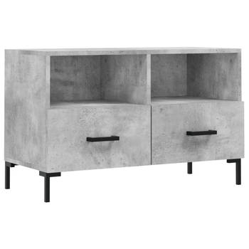 The Living Store TV-meubel Betongrijs 80 x 36 x 50 cm - Stevig houten ontwerp - 2 vakken en 2 lades - Kalme stijl met