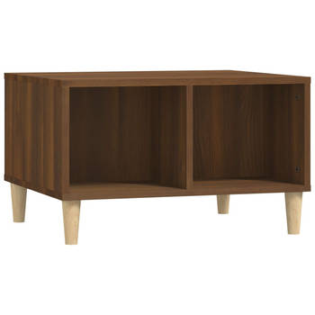 The Living Store Salontafel - Scandinavische stijl - Duurzaam hout - Ruime opbergruimte - Bruineiken - 60x50x36.5cm