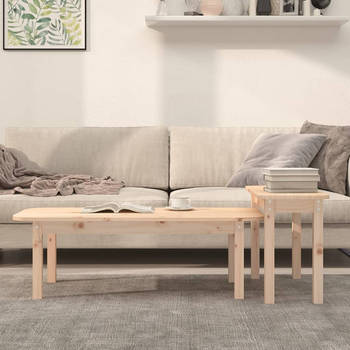 The Living Store Salontafelset - Massief grenenhout - Ruimtebesparend ontwerp - Stevig tafelblad - Veelzijdig te
