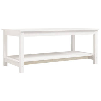 The Living Store Salontafel - Massief Grenenhout - 110 x 55 x 45 cm - Wit