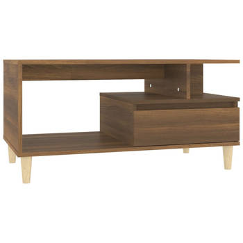 The Living Store Salontafel - Bruineiken - 90 x 49 x 45 cm - Duurzaam bewerkt hout