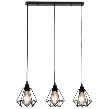 The Living Store Plafondlamp - Modern Metal - 60 x 100 cm - In hoogte verstelbaar - Kleur- zwart - Materiaal- metaal -