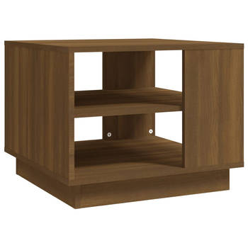 The Living Store Banktafel - Salontafel - 55 x 55 x 43 cm - Bruineiken materiaal