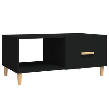 The Living Store Salontafel - bewerkt hout - 89.5 x 50 x 40 cm - zwart