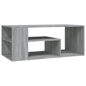 The Living Store Salontafel Bewerkt Hout - 100x50x40 cm - Grijs Sonoma Eiken