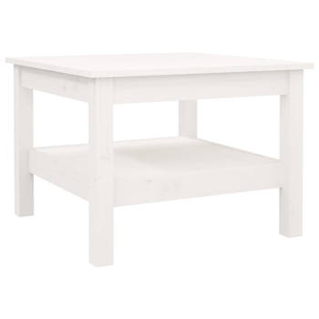 The Living Store Salontafel Houten - Massief Grenenhout - 55x55x40cm - Wit