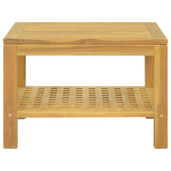 The Living Store Salontafel Massief Teakhout - Vierkante Uitsparingen - 60 x 60 x 40 cm