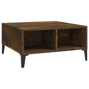 The Living Store Salontafel - Gerookt eiken - 60x60x30 cm - Bijzettafel met opbergschappen