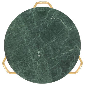 The Living Store Salontafel - Groen - Echt steen met marmeren textuur - 65 x 65 x 42 cm - Montage vereist