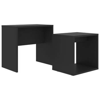 The Living Store Tafeltjesset - zwart - spaanplaat - 48 x 30 x 45 cm / 37 x 29 x 36 cm - ruimtebesparend
