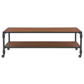 The Living Store Salontafel - Industrieel - Bruin Hout/Metaal - 120 x 60 x 40 cm - Met Schap