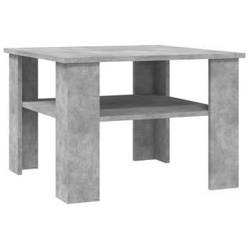 The Living Store Salontafel Betongrijs 60x60x42 cm - Bewerkt hout