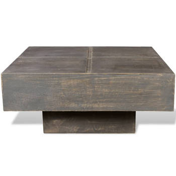 The Living Store Houten Salontafel Retro - Vierkant 68x68x30cm - Massief Mango