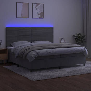 The Living Store Boxspring The Living StoreX-s - Bed met matras en LED - 203x200x118/128 cm - Fluweel - Verstelbaar