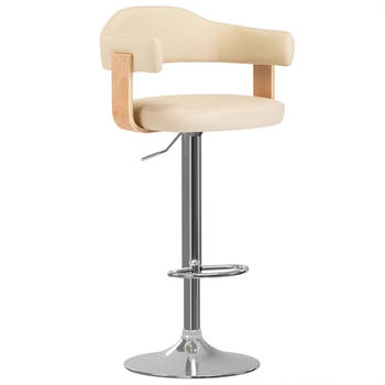 The Living Store Barkrukken - naam - Barstoelen - 56.5x57.5x(89-111)cm - Walnotenhout/IJzer/Kunstleer