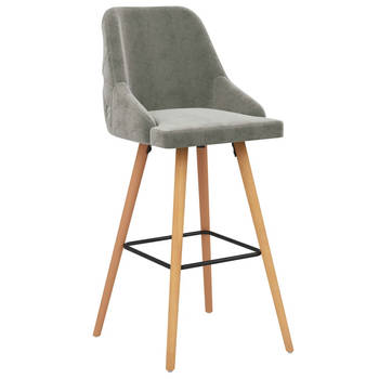 The Living Store Barstoelen - Set van 2 - Fluweel - Lichtgrijs - Afmetingen- 48 x 55 x 106 cm - Draagvermogen 110 kg