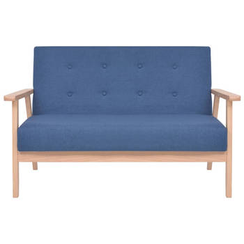 The Living Store Sofa 2-zits - Blauw - 113.5x67x73.5cm - Comfortabele zitbank met houten frame