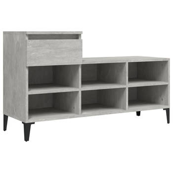 The Living Store Schoenenkast - Betongrijs - 102 x 36 x 60 cm - Duurzaam hout - Metalen poten - Voldoende opbergruimte