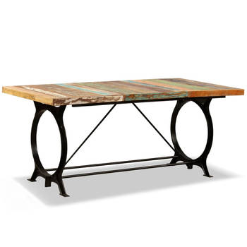 The Living Store Eettafel Vintage - 180 x 90 x 77 cm - Massief gerecycled hout en staal