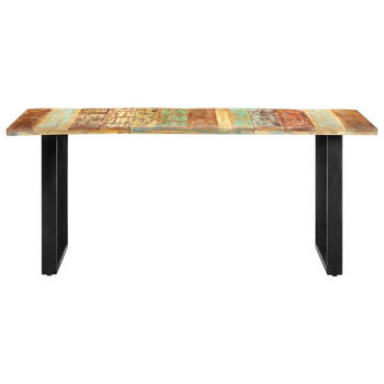 The Living Store - Industriële Eettafel - Hout - 180x90x76 cm - Meerkleurig tafelblad