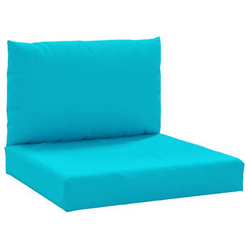 The Living Store Palletkussens - Turquoise - Polyester - 60x60x8 cm - 60x38x13 cm