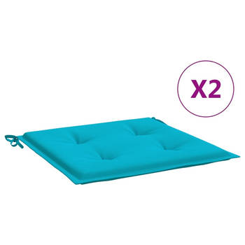 The Living Store Stoelkussens Oxford Turquoise - 50x50x3 cm - Waterafstotend - Holle vezel vulling - Anti-slip touw -