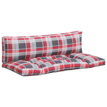 The Living Store Palletkussen - Polyester - 110 x 58 x 10 cm - Rood ruitpatroon