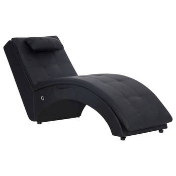 The Living Store Chaise Longue - Massage en Verwarming - 145 x 54 x 72 cm - Zwart - PVC 100%