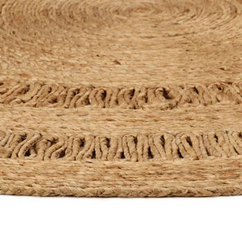 The Living Store Tapijt rond 90 cm gevlochten jute - Vloerkleed