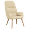 The Living Store Fauteuil - Dik gevoerd - Zacht aanvoelende stof - Metalen frame - Rubberwood poten - Kleur- crème -