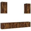 The Living Store Televisiekastenset - Klassiek - Bewerkt hout - Gerookt eiken - 2x 80x34.5x40cm - 2x 40x34.5x40cm - 2x