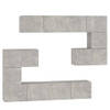 The Living Store TV-meubelset - Betongrijs - 30.5 x 30 x 30 cm (S) 60 x 30 x 30 cm (M) 80 x 30 x 30 cm (L) - Bewerkt