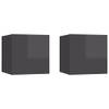 The Living Store Televisiekastenset - Hifi-kast - Hoogglans grijs - 30.5 x 30 x 30 cm - Deur links/rechts - Materiaal-