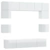 The Living Store TV Meubel Set - Klassiek - Wandgemonteerd - Hoogglans Wit - 4x 60x30x30cm - 2x 80x30x30cm - 2x