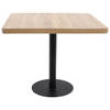 The Living Store Bistrotafel - MDF met houtnerfpatroon - Stalen poot - Schoon te maken - Lichtbruin en zwart - 80x80x75