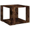 The Living Store Salontafel - Gerookt eiken - Bewerkt hout - 40x40x30cm - Opbergschap