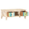 The Living Store Salontafel Acaciahout - 100 x 55 x 40 cm - Met gesneden bloemontwerp