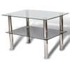 The Living Store Salontafel - Gehard glas - 65 x 45 x 43 cm - Transparant en zwart