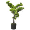 The Living Store Dennen Bonsai Kunstplant - 60 cm - Volle en realistische uitstraling - Nooit verwelkend - Groen -