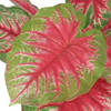 The Living Store Caladium Kunstplant - 85 cm - Levensecht - Groen en Rood - Kunststof Bladeren - Houten Stam -