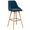 The Living Store Barstoelen Fluweel - 48 x 55 x 106 cm - Blauw