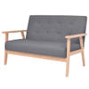 The Living Store Bankenset - Polyester - Donkergrijs - Houten frame - Fauteuil- 64.5 x 67 x 73.5 cm - 2-zitsbank- 113.5