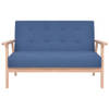 The Living Store Sofa 2-zits - Blauw - 113.5x67x73.5cm - Comfortabele zitbank met houten frame