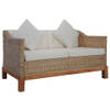 The Living Store Rattan Bankstelset - 2-zits - 3-zits - Natuurlijk Rattan - Massief Mangohouten Frame - Verwijderbare