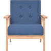 The Living Store Bankenset - Blauw - Houten frame - Polyester stof - Fauteuil en 3-zitsbank - Eenvoudig te monteren