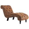 The Living Store Chaise longue - Bruin kunstsuède - 145 x 52 x 77 cm - Comfort - elegantie