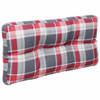The Living Store Palletkussen - 80 x 40 x 10 cm - Rood ruitpatroon - Polyester - Holle vezel