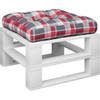 The Living Store Palletkussen - polyester - 50 x 50 x 12 cm - rood ruitpatroon