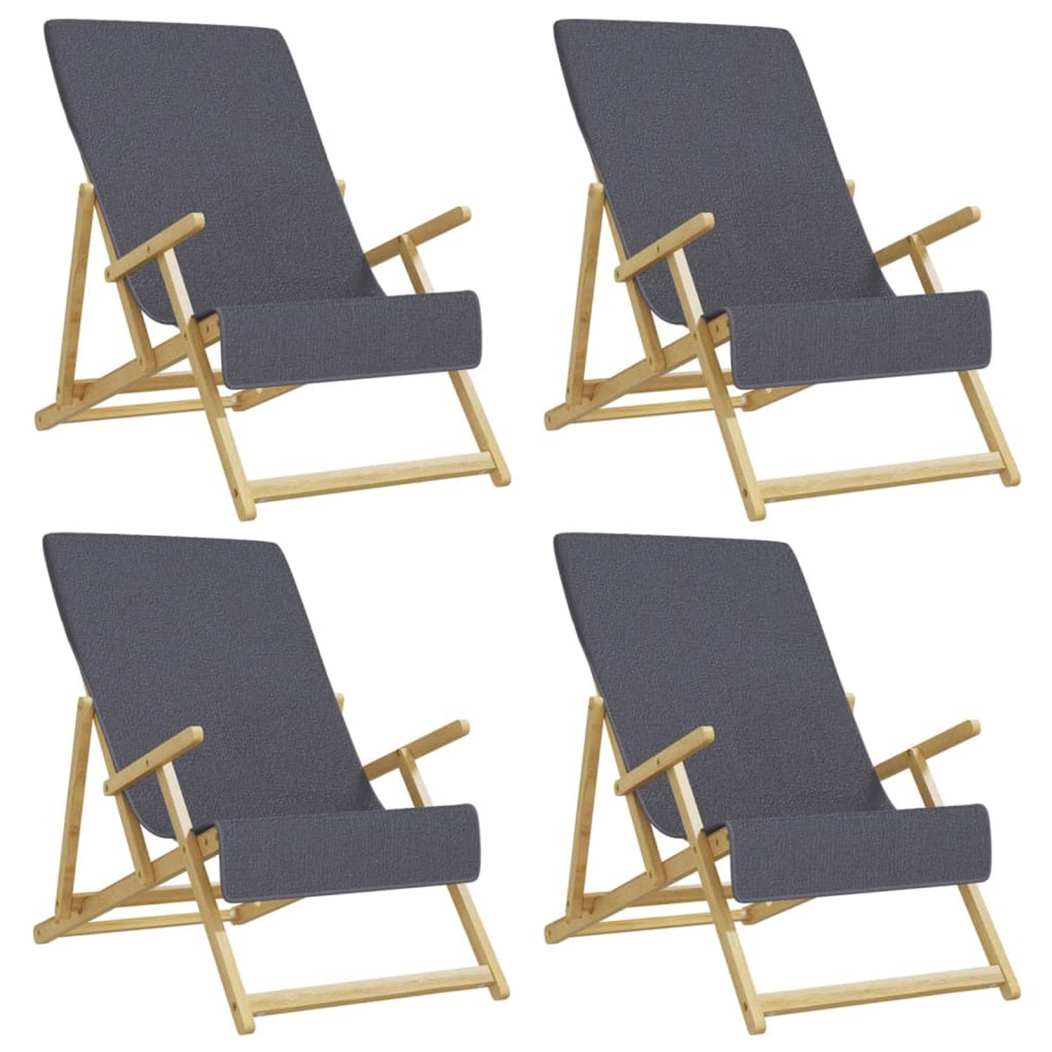 The Living Store strandhanddoeken - antraciet - 60 x 135 cm - zachte stof - anti-slip - lichtgewicht - set van 4